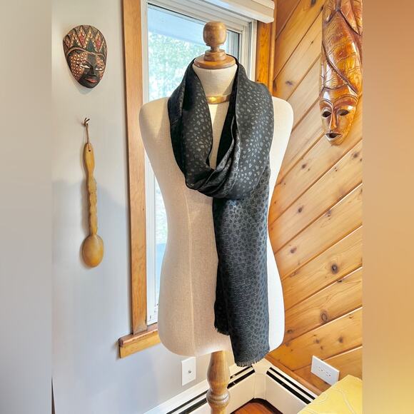 Vintage Black Leopard Print Scarf - Picture 1 of 6